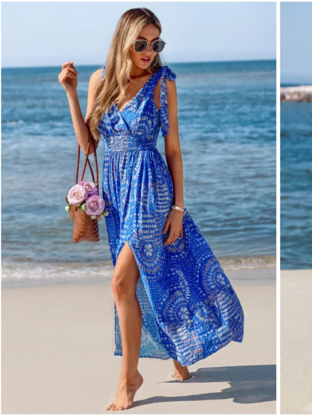 Cupshe Fresh Berry Abstract Maxi Dress Size: Medium Color: Blue